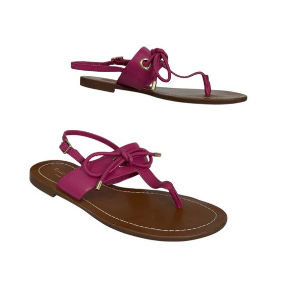 Kate Spade Carolina Leather Thong T Strap Bow Sandals Women's Size 6.0 M - Picture 3 of 10